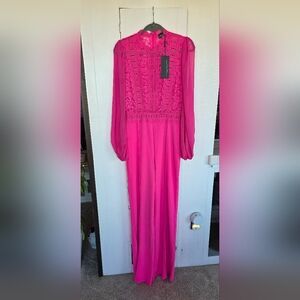 NWT - Nerine Crochet Lace Mesh Jumpsuit - (Ultra Pink SOLD OUT ONLINE!)